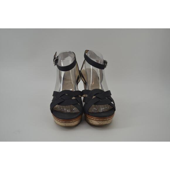 CL by Laundry Black Faux Leather Open Strapy Weaved shoes 10 - Picture 8 of 16